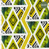 Zigzag White Background Triangle Patterned Digital Printed Fabric